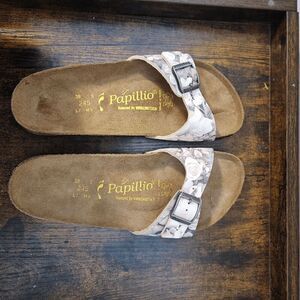 Birkenstock Papillio Madrid Floral Strap Slip On Cork Sandals Women’s Brown/Pink